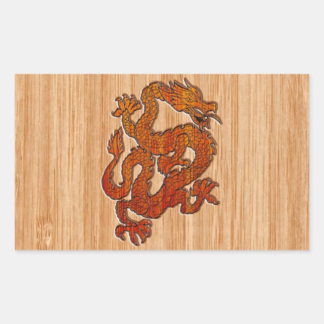 A red Dragon on Bamboo like Sticker (Front)