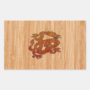 A red Dragon on Bamboo like Sticker
