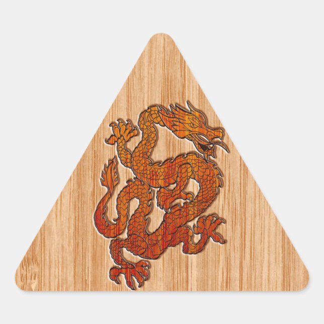 A red Dragon on Bamboo like Triangle Sticker (Front)