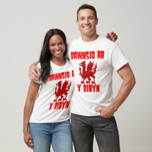 A Red Dragon Playing With Fire Dawnsio ar y dibyn  T-Shirt