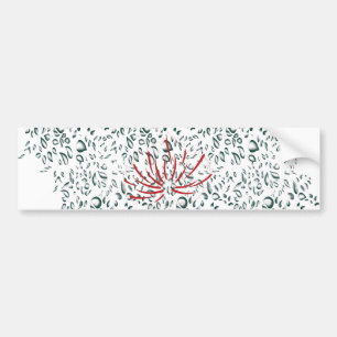 a red flower on a black background bumper sticker