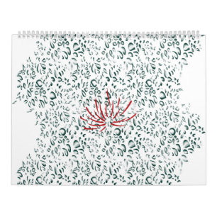 a red flower on a black background calendar