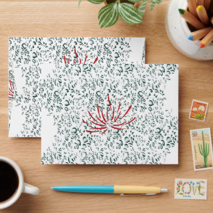 a red flower on a black background envelope