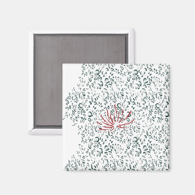 a red flower on a black background magnet (Front/Back)