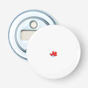 a red flower with a blue centre bottle opener