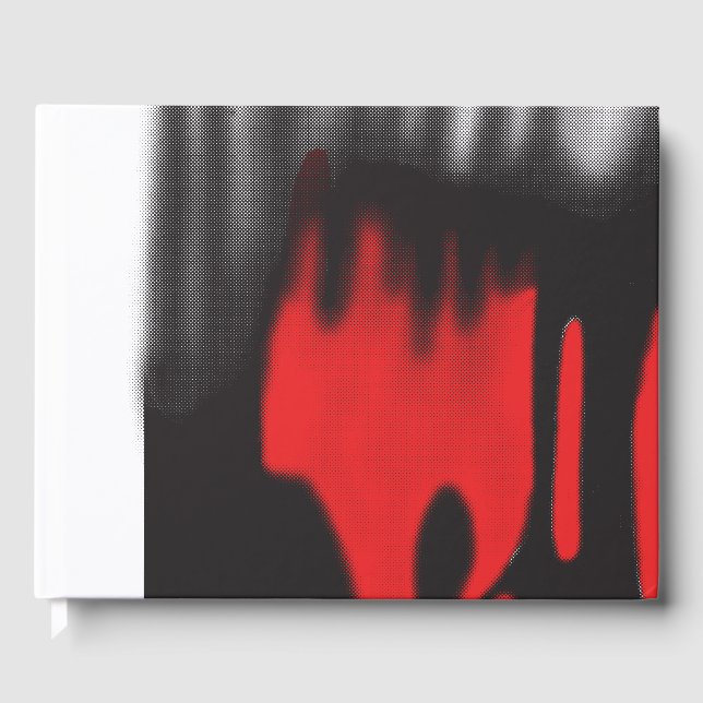 A red graphic design featuring bold geometric shap guest book (Front)