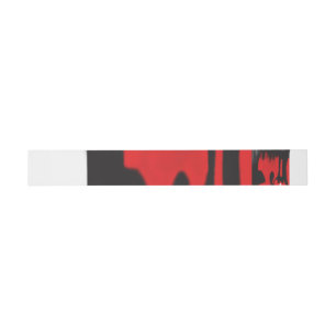 A red graphic design featuring bold geometric shap invitation belly band