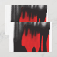 A red graphic design featuring bold geometric shap