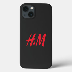 a red h and m logo on a black background iPhone 13 case