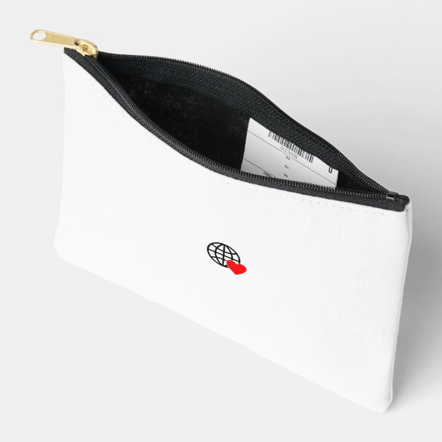 A red heart symbol created with smooth, bold lines accessory pouch (Open)