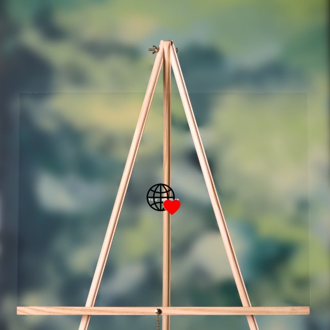 A red heart symbol created with smooth, bold lines acrylic sign (Neutral)