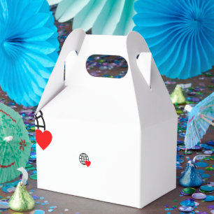 A red heart symbol created with smooth, bold lines favor box