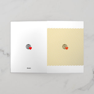 A red heart symbol created with smooth, bold lines foil greeting card
