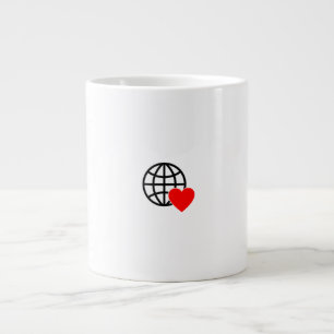 A red heart symbol created with smooth, bold lines large coffee mug