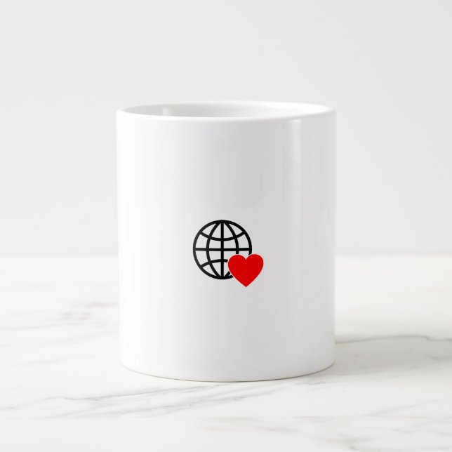 A red heart symbol created with smooth, bold lines large coffee mug (Front)