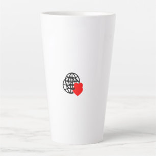 A red heart symbol created with smooth, bold lines latte mug