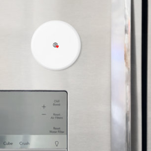 A red heart symbol created with smooth, bold lines magnet