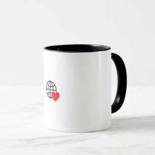 A red heart symbol created with smooth, bold lines mug