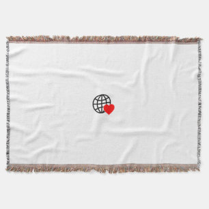 A red heart symbol created with smooth, bold lines throw blanket