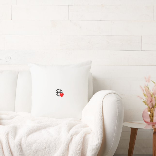 A red heart symbol created with smooth, bold lines throw pillow (Couch)