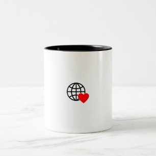 A red heart symbol created with smooth, bold lines Two-Tone coffee mug