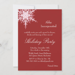 A Red Holiday Offset Snowflake Invitation