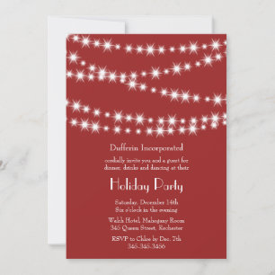 A Red Holiday Twinkle Lights Invitation (corp)