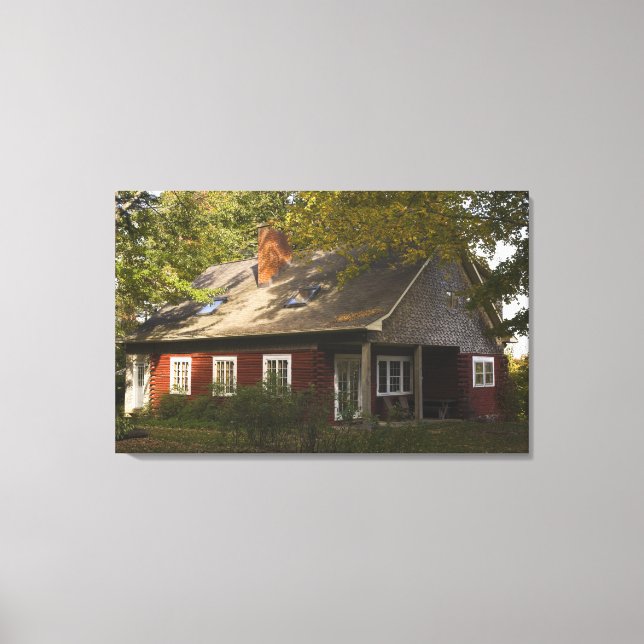A Red Log Home Canvas Print (Front)