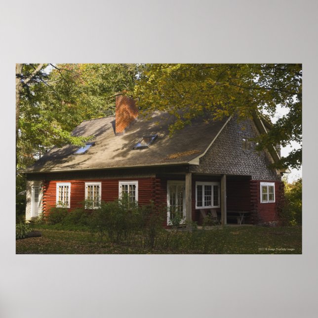 A Red Log Home Poster (Front)