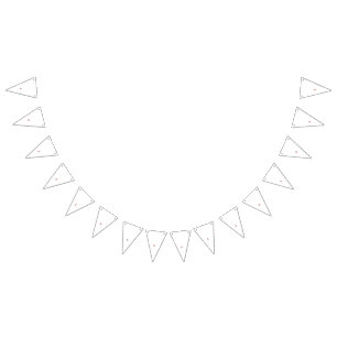 A red ornament with a floral and conifer motif is  bunting flags