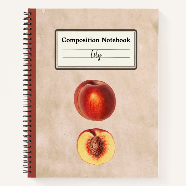 A Red Peach and a Half Personalized Composition Notebook (Front)
