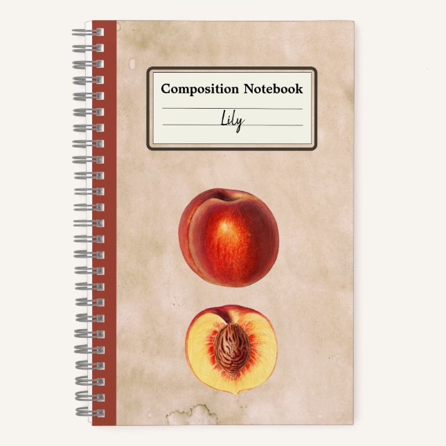 A Red Peach and a Half Personalized Composition Notebook (Front)