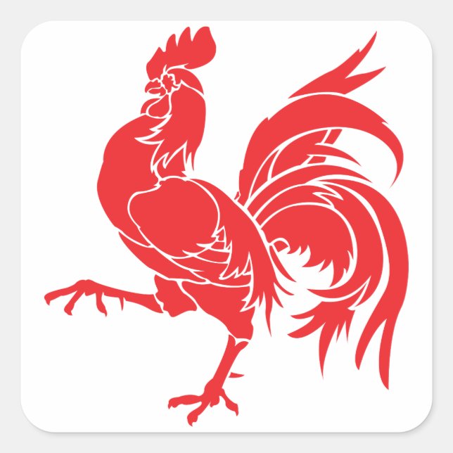 A Red Rooster Square Sticker (Front)