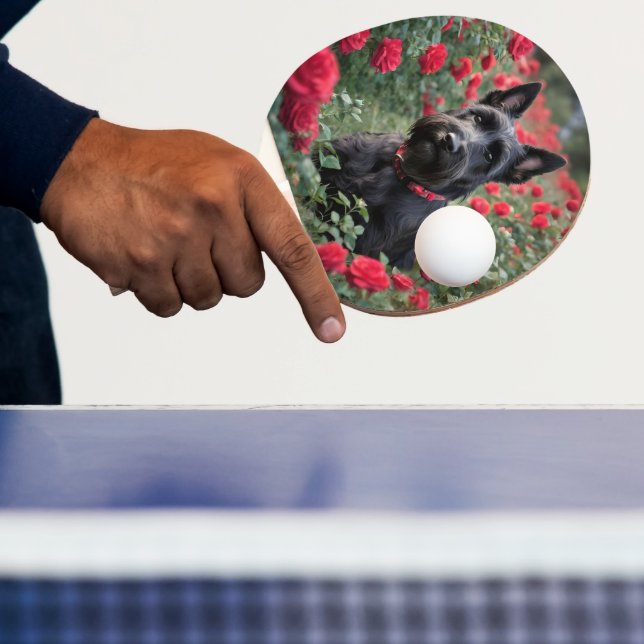"A Red Rose for the Black Scottish Terrier" Ping Pong Paddle (Insitu)