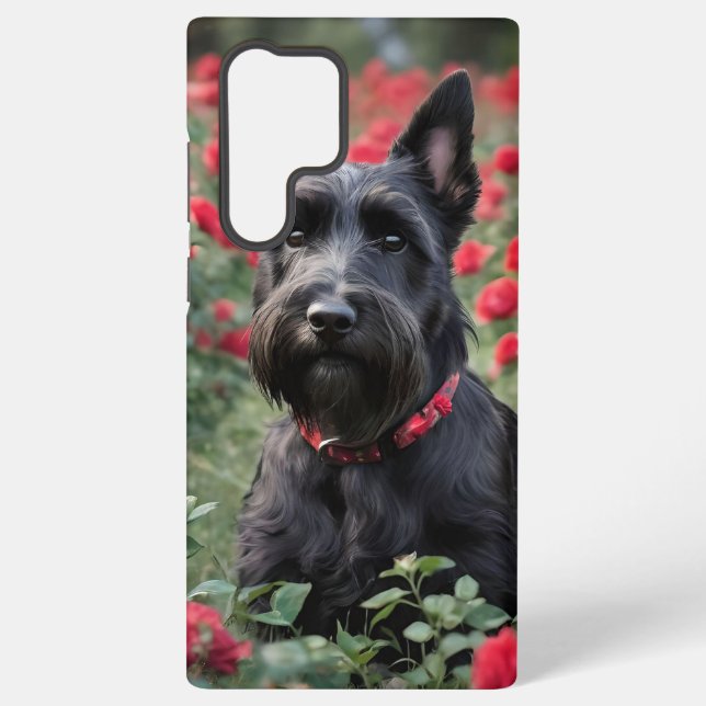 "A Red Rose for the Black Scottish Terrier" Samsung Galaxy S22 Ultra Case (Back)