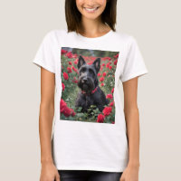 "A Red Rose for the Black Scottish Terrier"