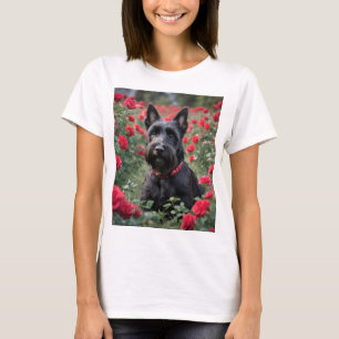 "A Red Rose for the Black Scottish Terrier" T-Shirt