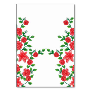A red rose with detailed petals, depicted in a cli table number