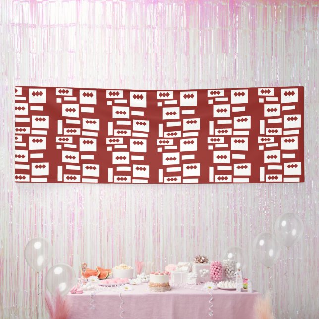 A red rug with a textured pattern is spread out on banner (Party)