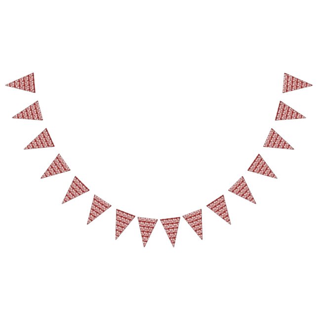 A red rug with a textured pattern is spread out on bunting flags (All)