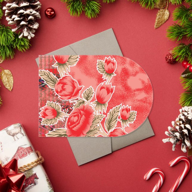 a red scarf with flowers on it acrylic invitations (Insitu (Holiday))