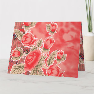 a red scarf with flowers on it thank you card