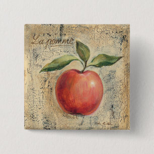 A Red Shiny Apple 2 Inch Square Button