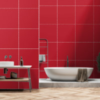 A red square enclosed by a thin white border, crea