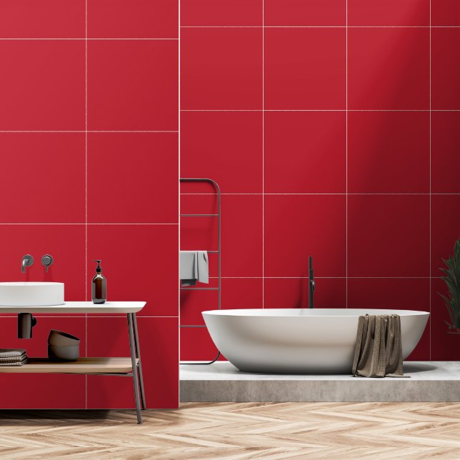 A red square enclosed by a thin white border, crea wallpaper (Bathroom)