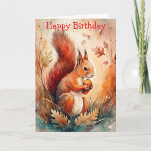 A Red Squirrel eating a nut Card