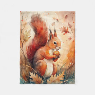 A Red Squirrel eating a nut Fleece Blanket