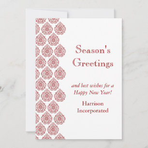 A Red Vintage Damask Holiday Card (corp)