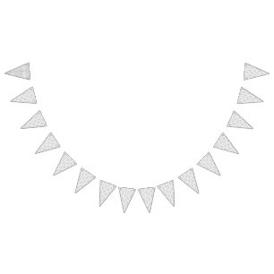 A refined black and white floral motif, highlighti bunting flags