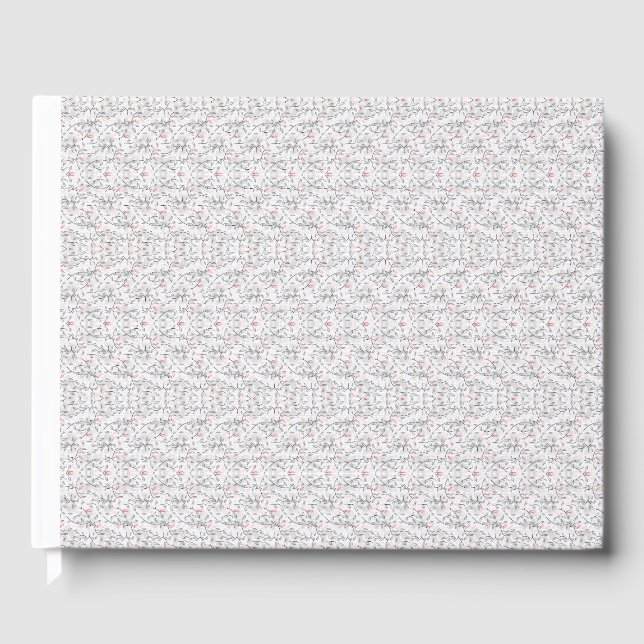 A refined floral motif in white and grey, presenti guest book (Front)